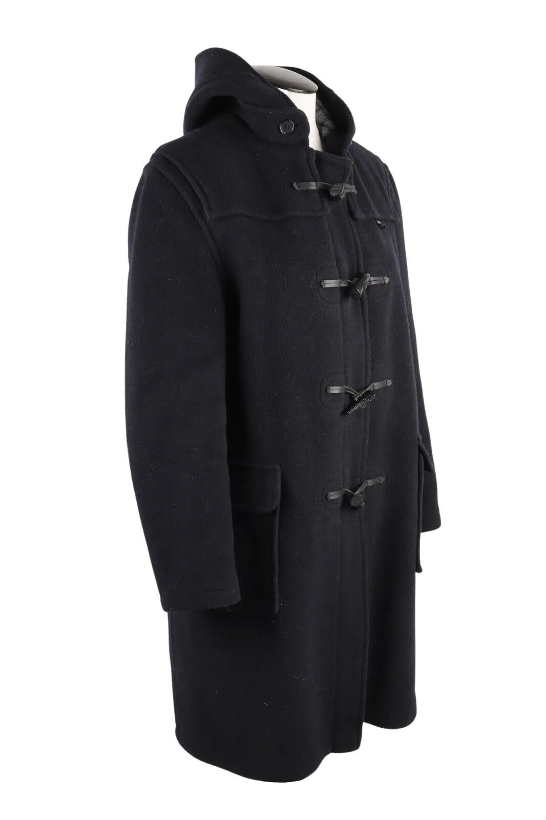 Women's Girl's Gloverall Navy Wool Blend Hooded Duffle Coat Size 15 years