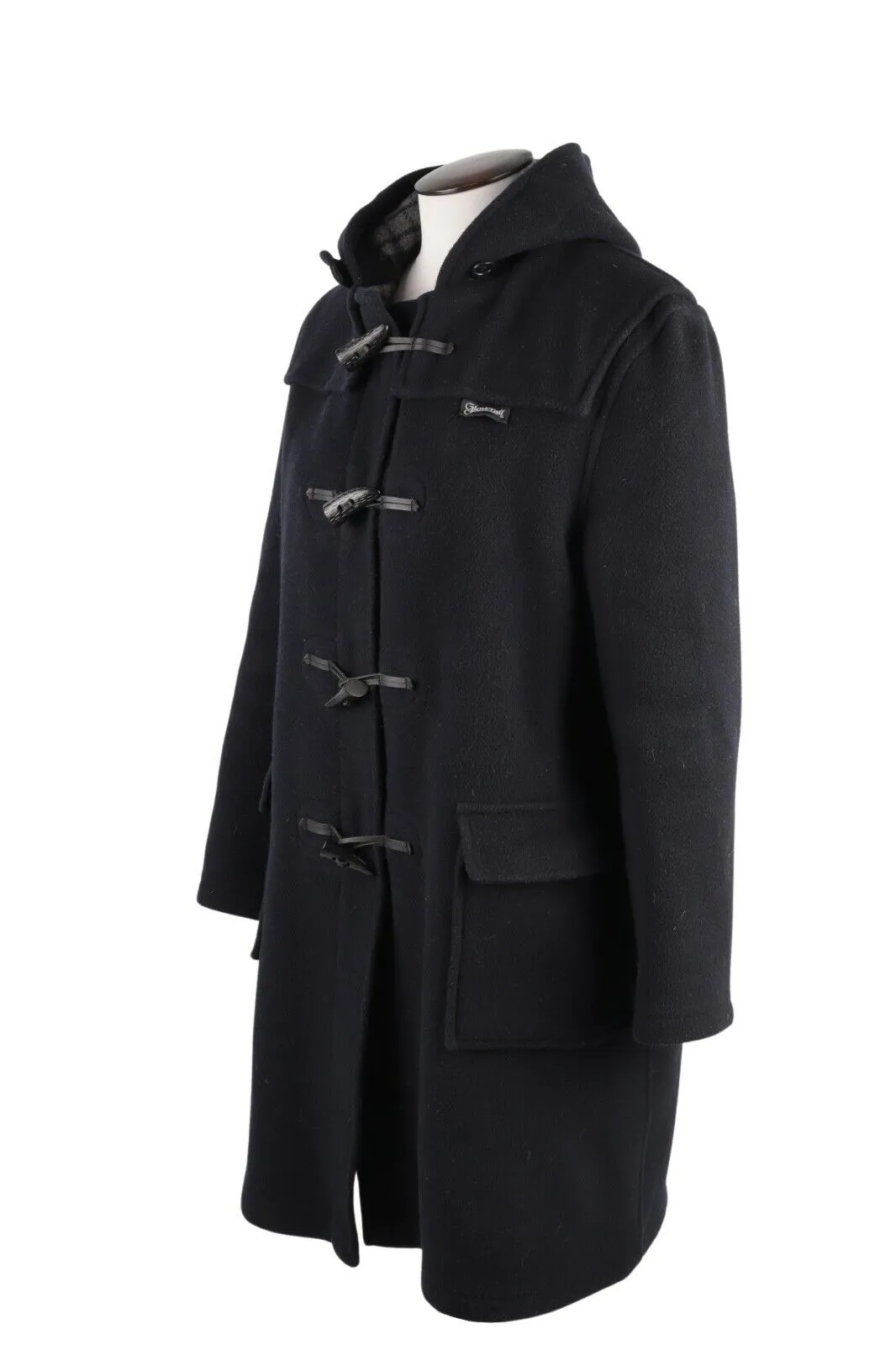 Women's Girl's Gloverall Navy Wool Blend Hooded Duffle Coat Size 15 years